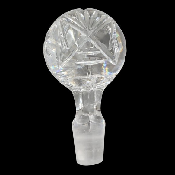 Crystal Decanter Replacement Stopper Etched Patterns Pinwheel - Picture 2 of 5